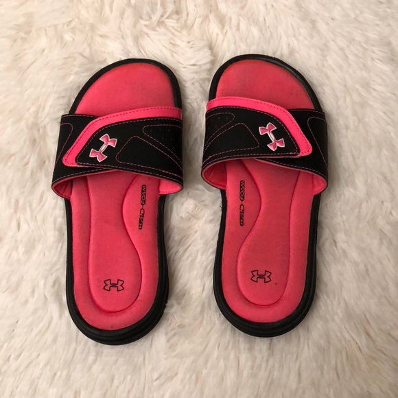 Under Armour Other - Under Armour Foam Pink Slides Size 4Y